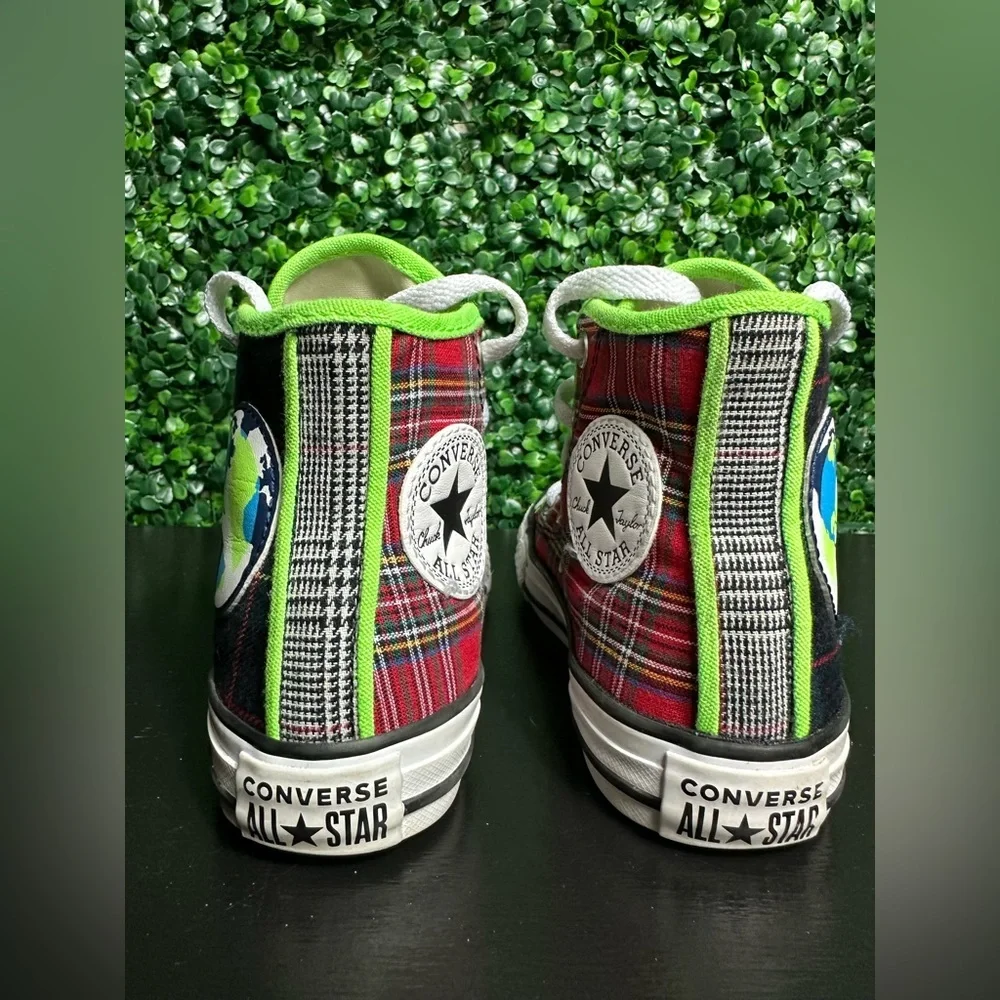 Converse Chuck Taylor All Star Hi Peace On Earth In Plaid Sneakers Size 12 boys
